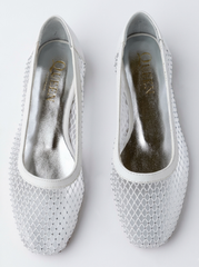 Crystal Mesh Ballet Flats | Queen Footwear