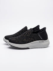 Women's Rhinestone Knit Slip-On Sneakers