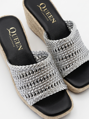 Woven Espadrille Wedge Slides | Queen Footwear