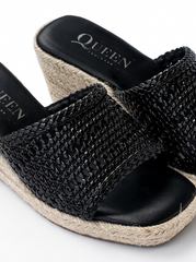 Woven Espadrille Wedge Slides | Queen Footwear