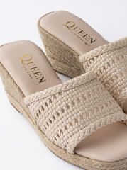 Woven Espadrille Wedge Slides | Queen Footwear