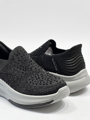 Women's Rhinestone Knit Slip-On Sneakers