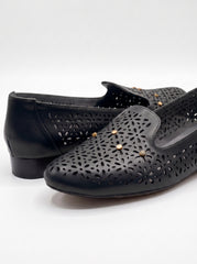 Women’s Floral Perforated Loafers | Queen Footwear