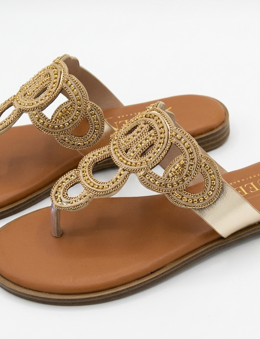 Ornate Medallion Toe-Ring Sandals | Queen Footwear