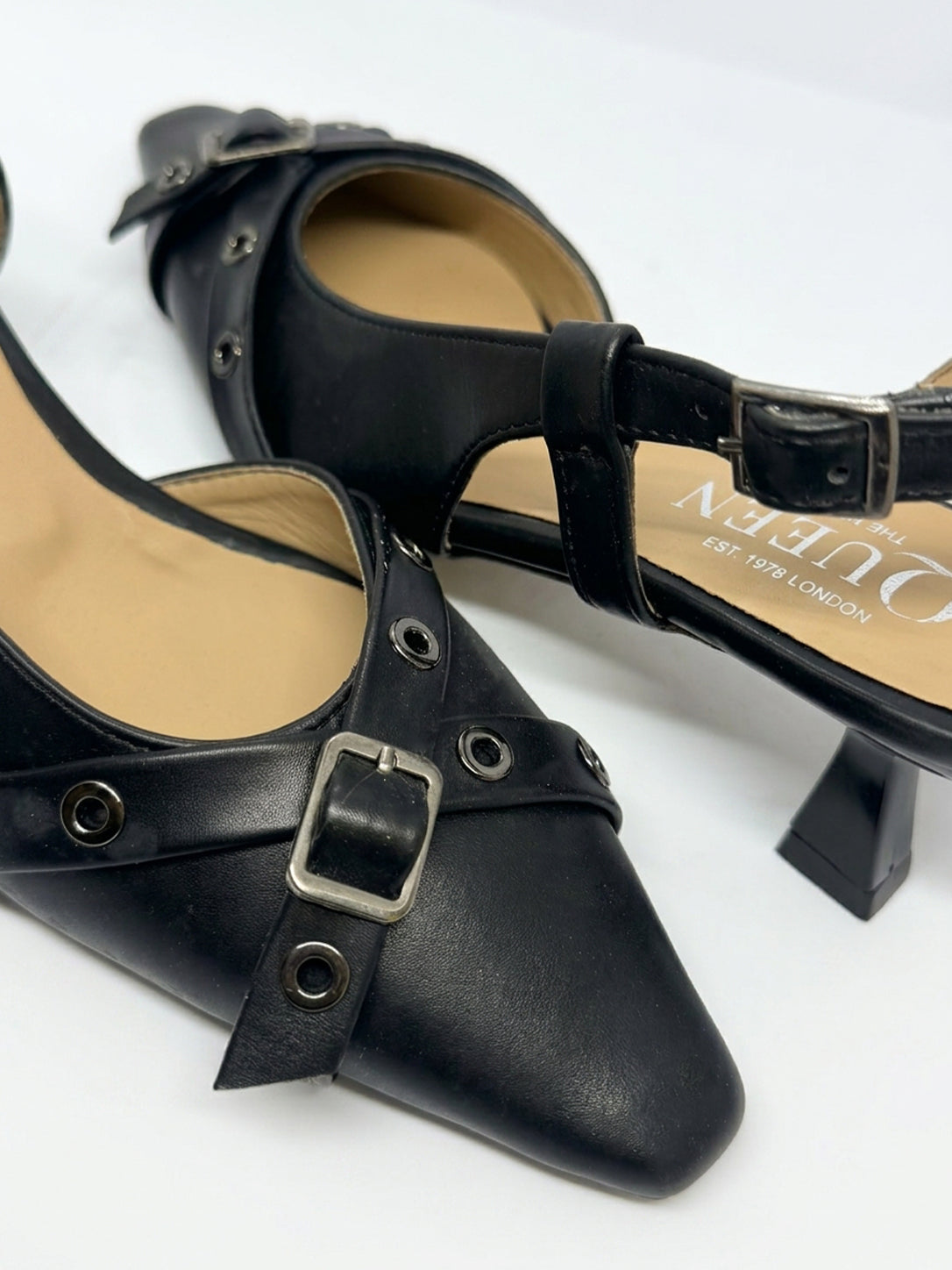 Buckle Detail Slingback Heels | Queen Footwear