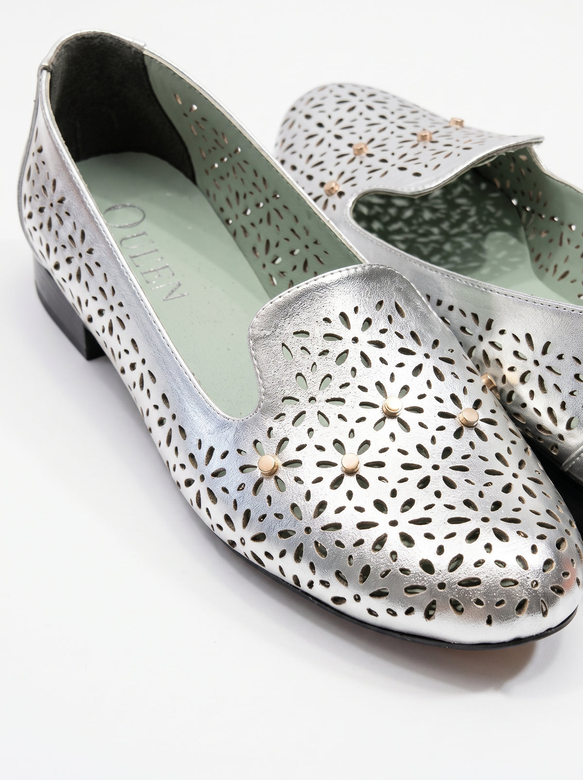 Women’s Floral Perforated Loafers | Queen Footwear