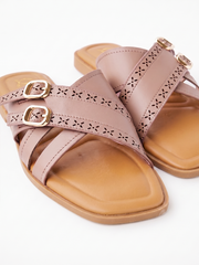 Luna Cross-Strap Flat Sandals | Queen Footwear