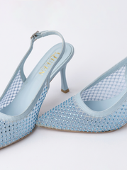 Mesh Crystal Slingback Heels | Queen Footwear