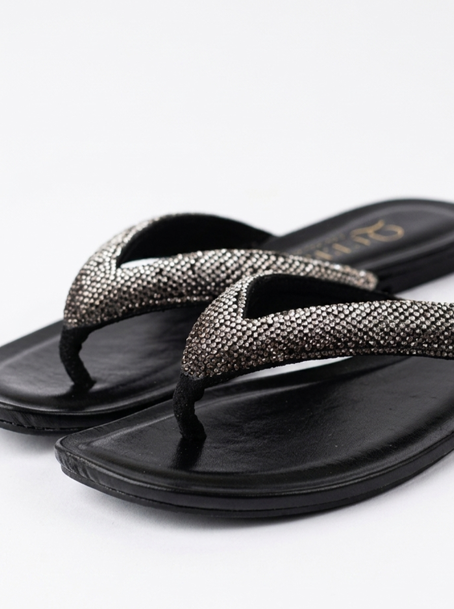 Crystal Embellished Flip Flops | Queen Footwear