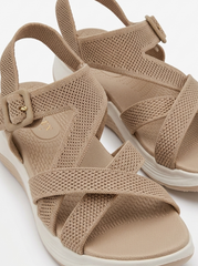 Comfort Knit Cross-Strap Sandals | Queen Footwear