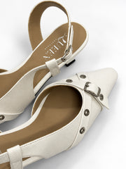 Buckle Detail Slingback Heels | Queen Footwear