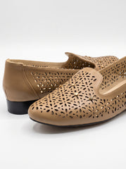 Women’s Floral Perforated Loafers | Queen Footwear