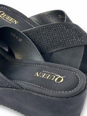 Comfort Cross-Strap Wedge Slides | Queen Footwear
