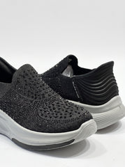 Women's Rhinestone Knit Slip-On Sneakers