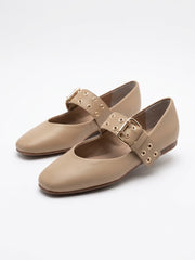 Metallic Buckle Mary Jane Flats | Queen Footwear
