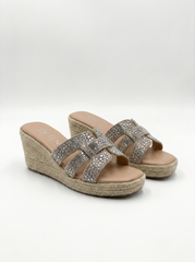 Rhinestone Espadrille Wedge Slides | Queen Footwear