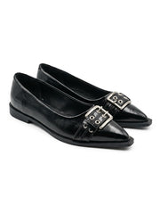 Buckle Pointed-Toe Flats | Queen Footwear