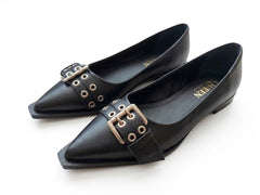 Buckle Pointed-Toe Flats | Queen Footwear