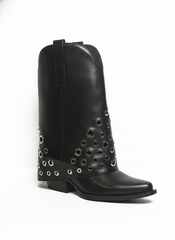 Viper Studded Western Boot – Brown-Black | Queen Footwear