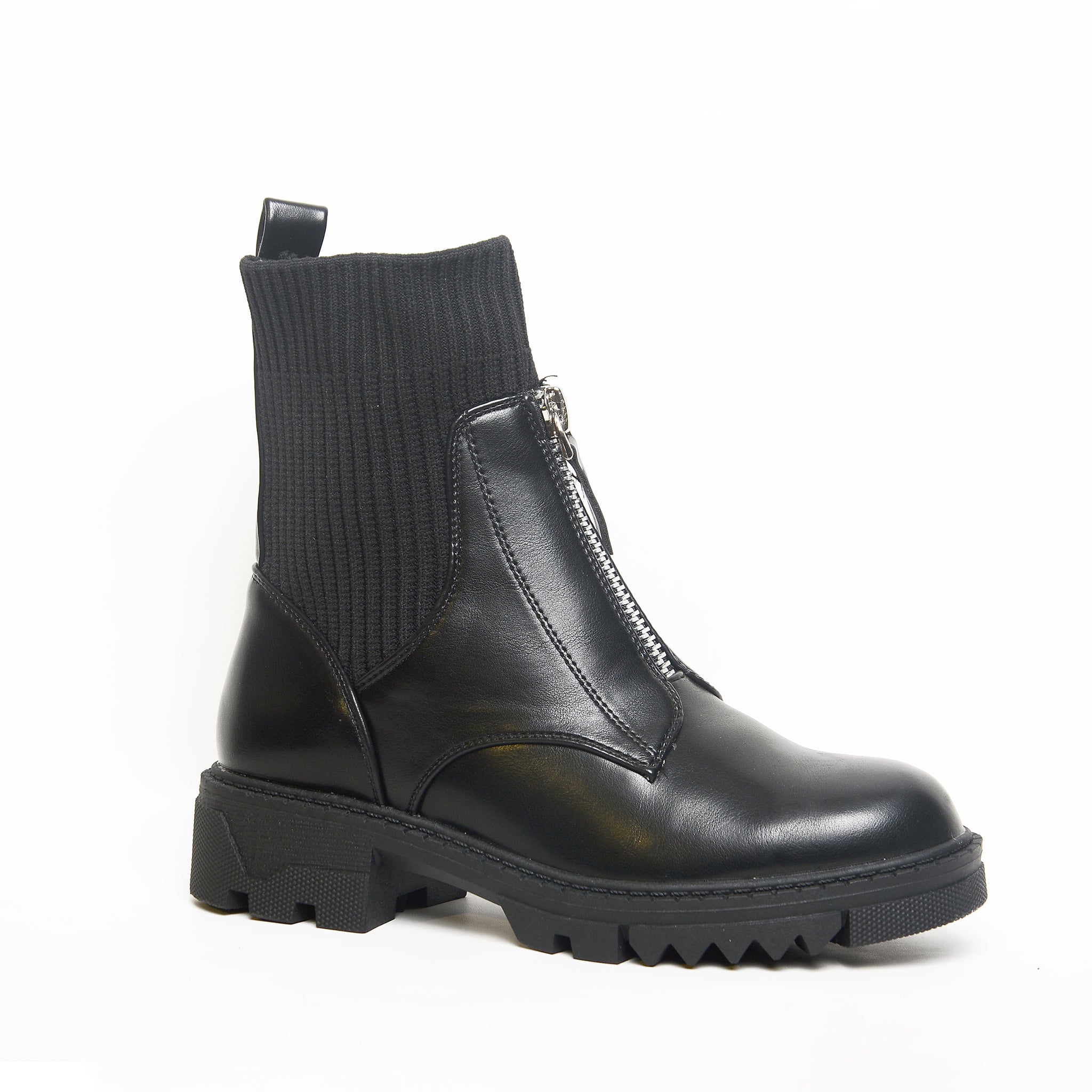 Women’s Zipper Knit Ankle Boots – Black & Coffee Brown | Queen Footwear