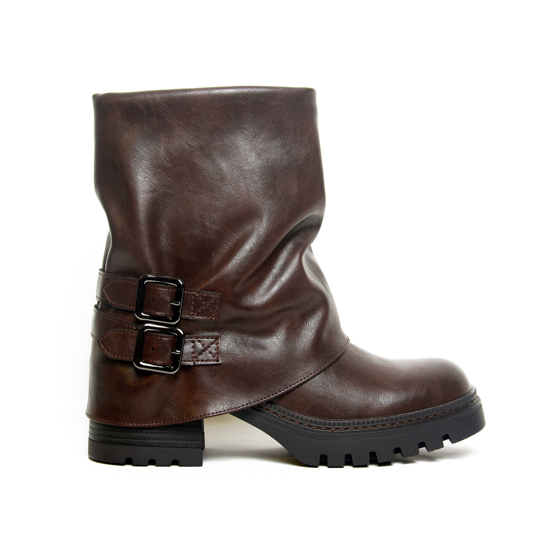 Rogue Slouch Biker Boot – Brown | Queen Footwear