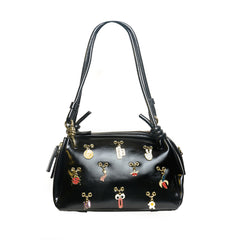 Women’s Studded Leather Shoulder Bag | Queen Fashion