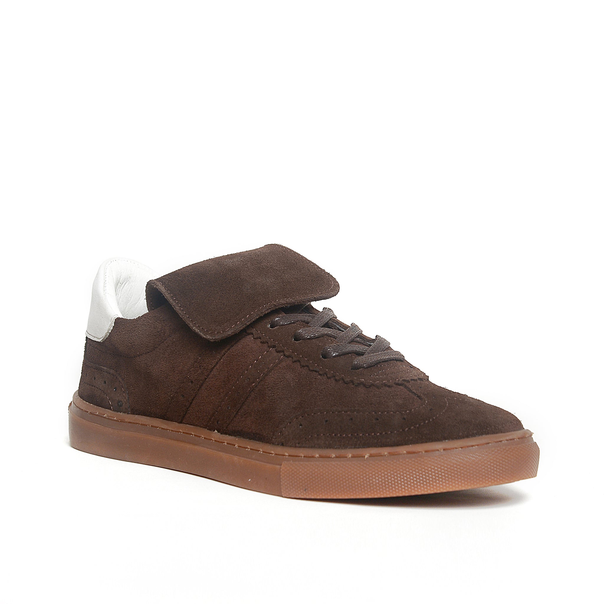 Women’s Suede Low Sneakers – Forest Green & Chocolate Brown | Queen Footwear