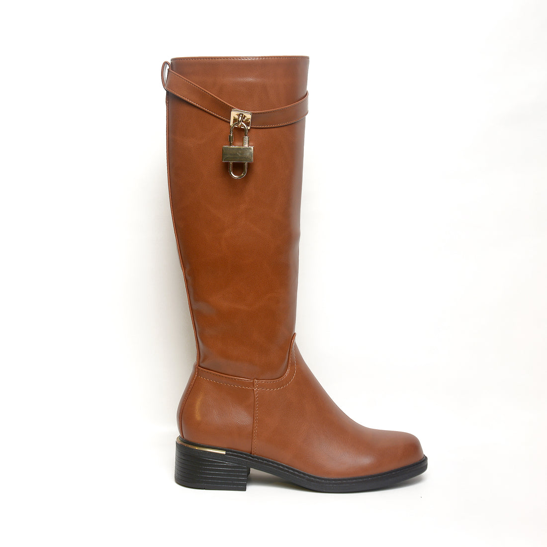 Women’s Padlock-Belt Knee Boots | Queen Footwear