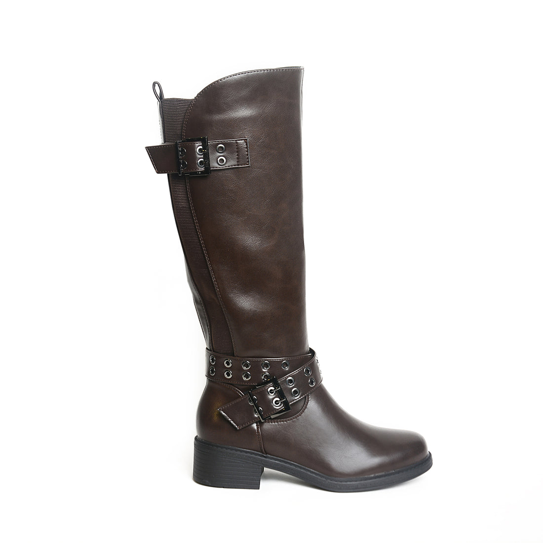 Women’s Padlock-Belt Knee Boots | Queen Footwear