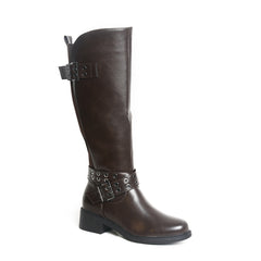 Women’s Padlock-Belt Knee Boots | Queen Footwear