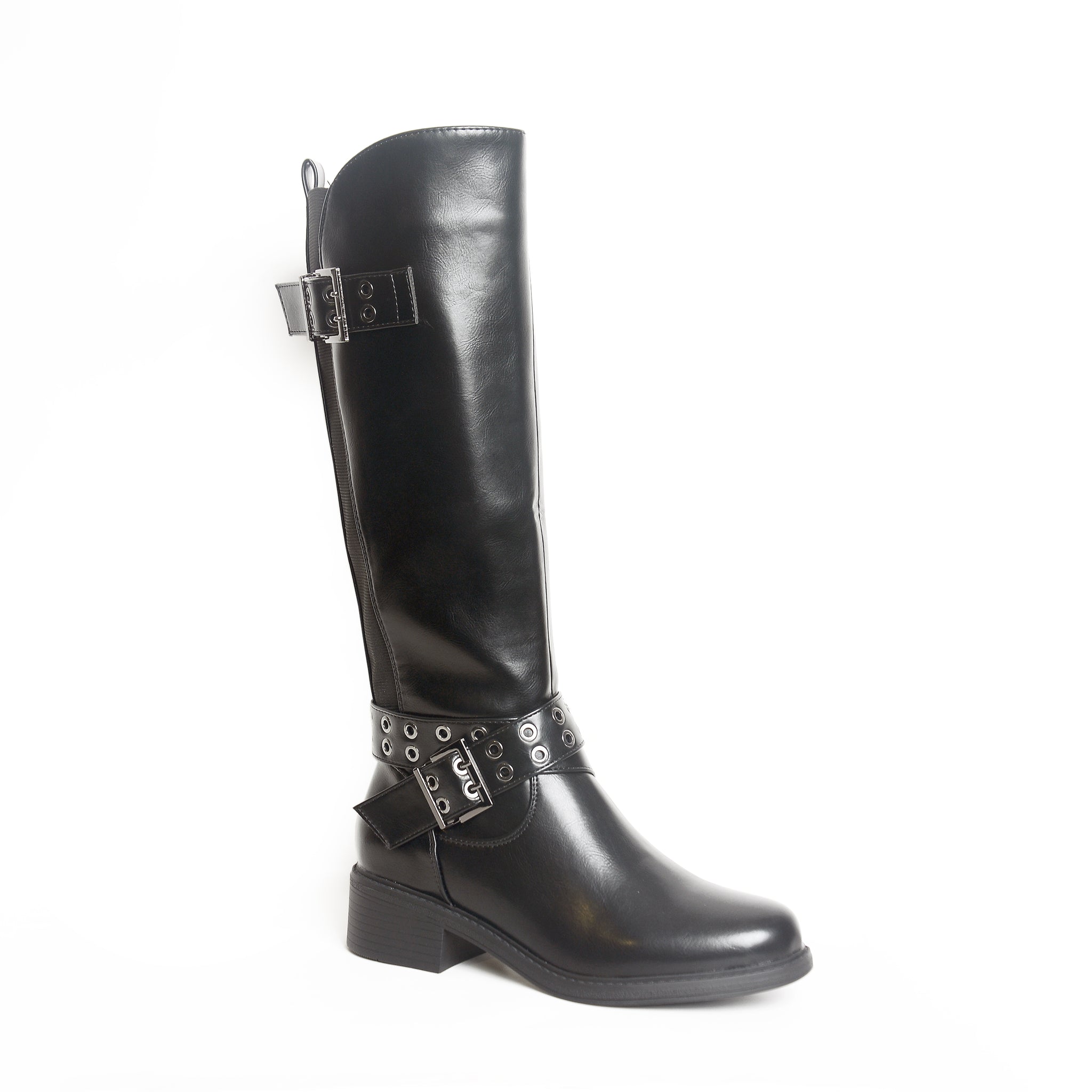 Women’s Padlock-Belt Knee Boots | Queen Footwear