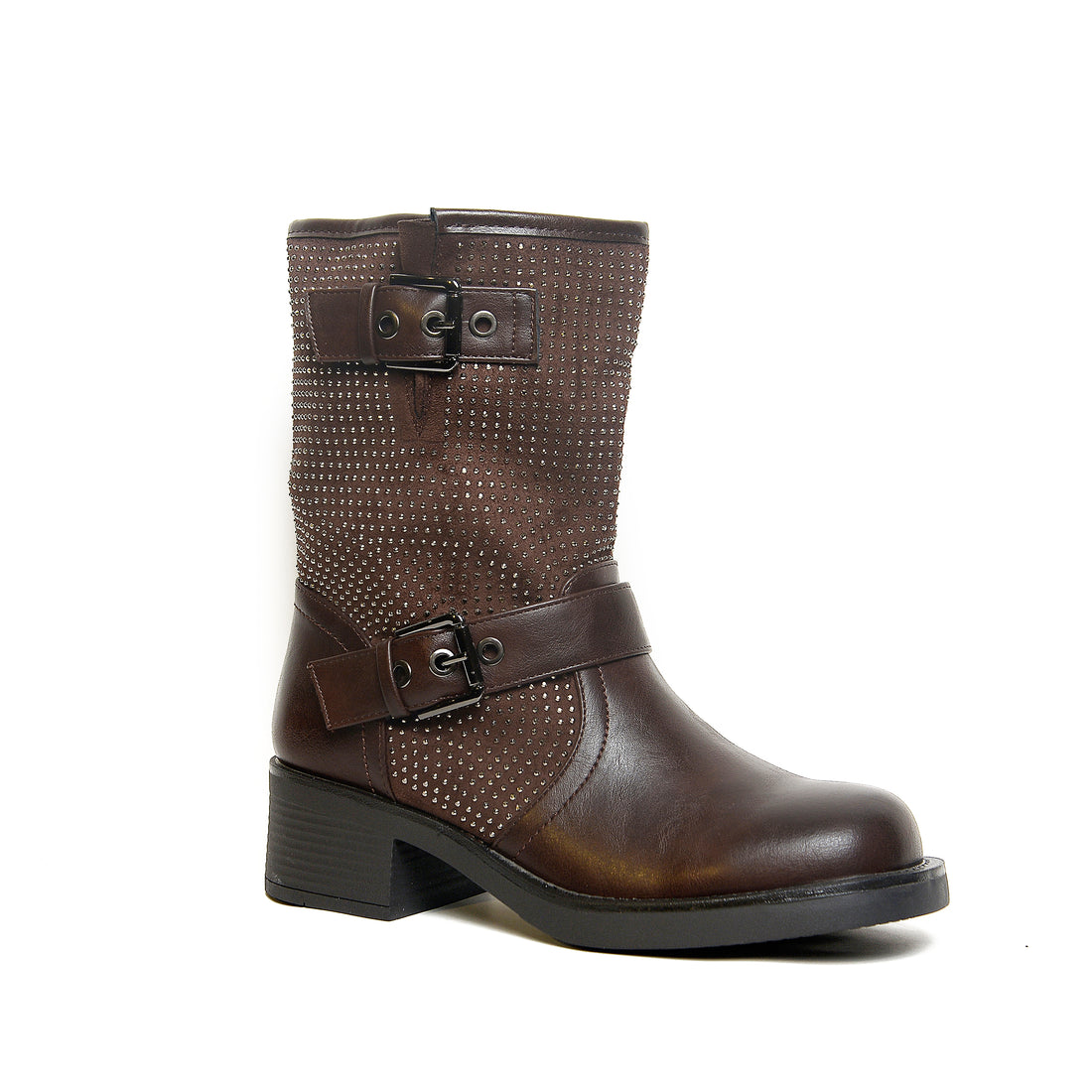 Women’s Dual-Buckle Textured Mid-Calf Boots | Queen Footwear