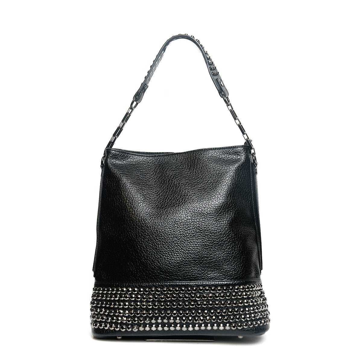 Women’s Studded Leather Shoulder Bag | Queen Fashion