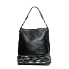 Women’s Studded Leather Shoulder Bag | Queen Fashion