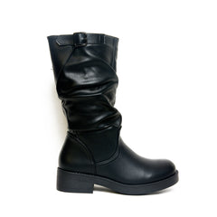 Women’s Slouchy Buckle Mid-Calf Boots | Queen Footwear