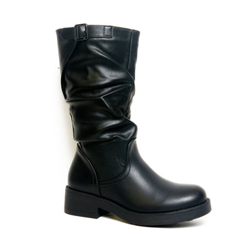 Women’s Slouchy Buckle Mid-Calf Boots | Queen Footwear
