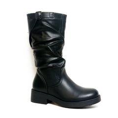Women’s Slouchy Buckle Mid-Calf Boots | Queen Footwear