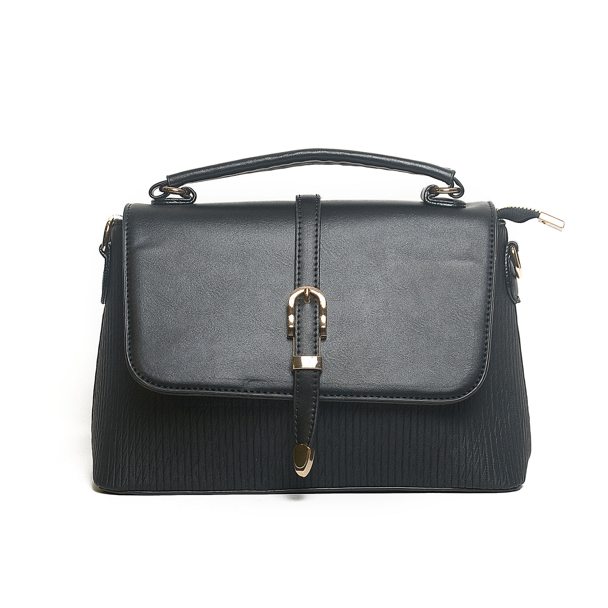 Women’s Textured Buckle Flap Handbag | Queen Fashion