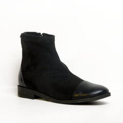 Luna Cap-Toe Suede Ankle Boot – Black | Queen Footwear