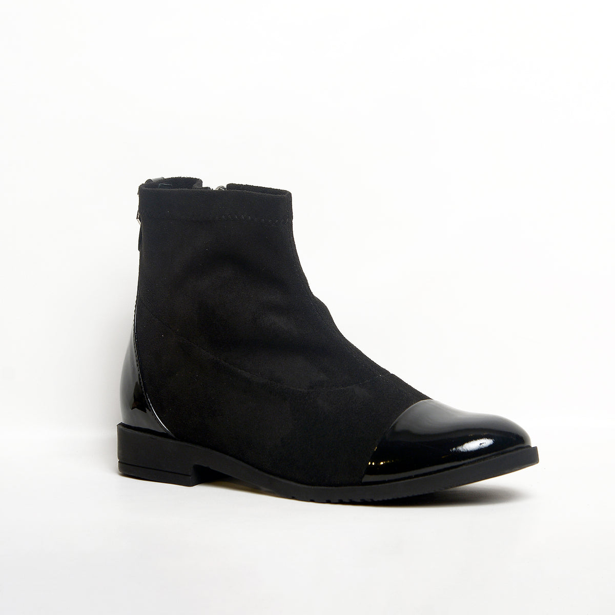 Luna Cap-Toe Suede Ankle Boot – Black | Queen Footwear