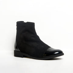 Luna Cap-Toe Suede Ankle Boot – Black | Queen Footwear