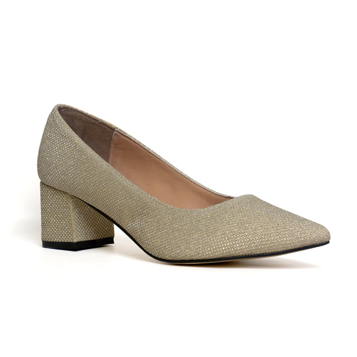 Stella Glitter Pointed-Toe Block Heel – Silver | Queen Footwear