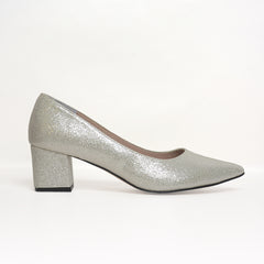Stella Glitter Pointed-Toe Block Heel – Silver | Queen Footwear