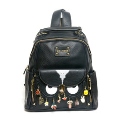 Women’s Eye-Theme Leather Backpack | Queen Fashion