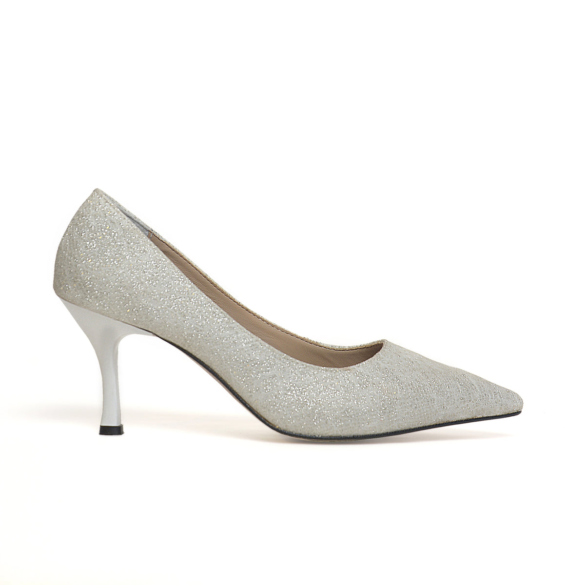 Women’s Silver Glitter Pointed-Toe Pumps | Queen Footwear