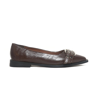 Women’s Pointed-Toe Buckle Flats | Queen Footwear