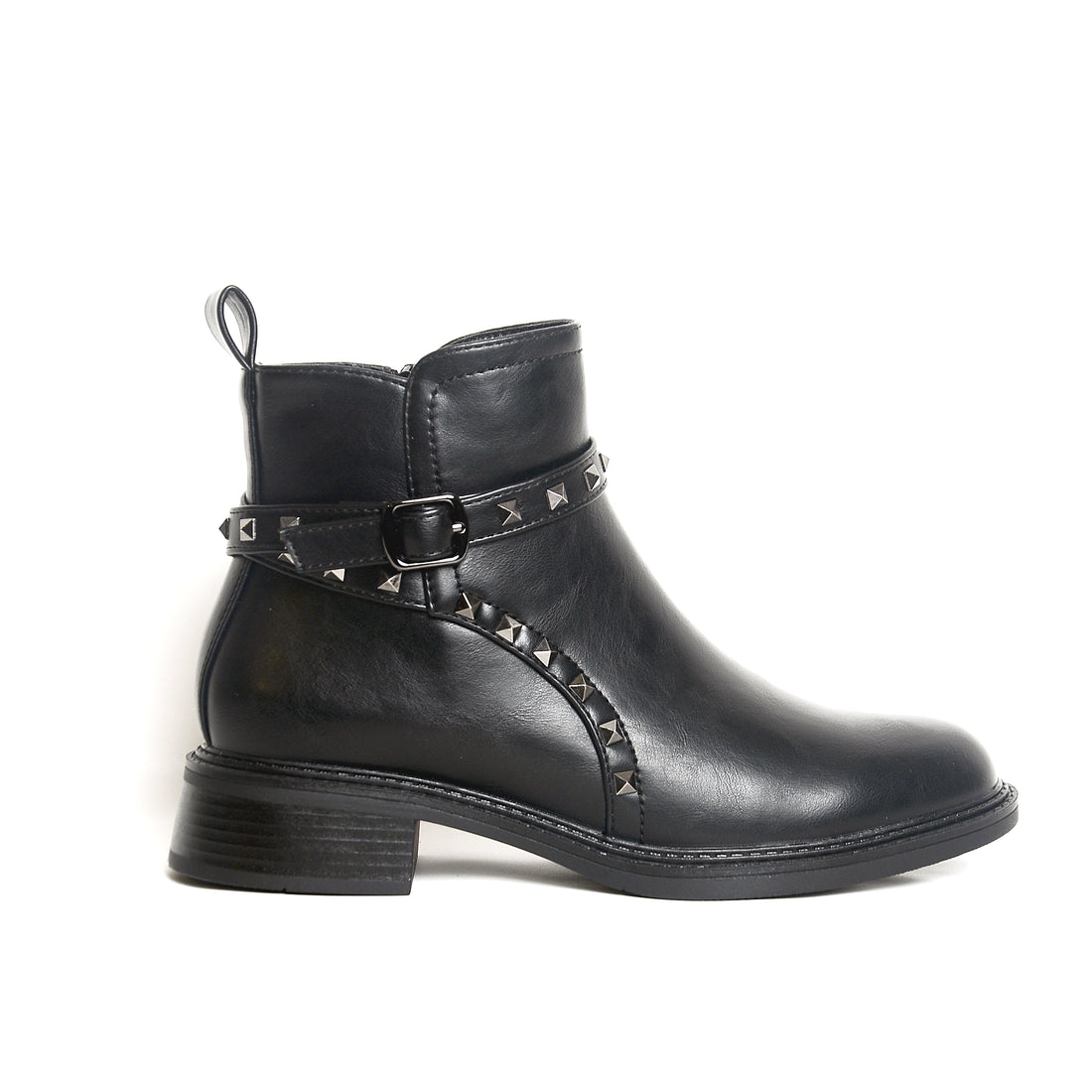 Women’s Studded Buckle Ankle Boots | Queen Footwear