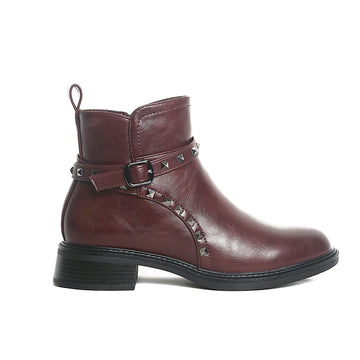Women’s Studded Buckle Ankle Boots | Queen Footwear
